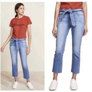 FRAME Le High Straight Jeans‎ Belted Frayed Hem Denim Size 25 Casual
